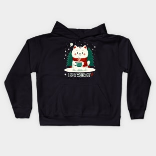 I Am a Winter Cat - Cute Cat design a with Chocolate on a cold winter Kids Hoodie